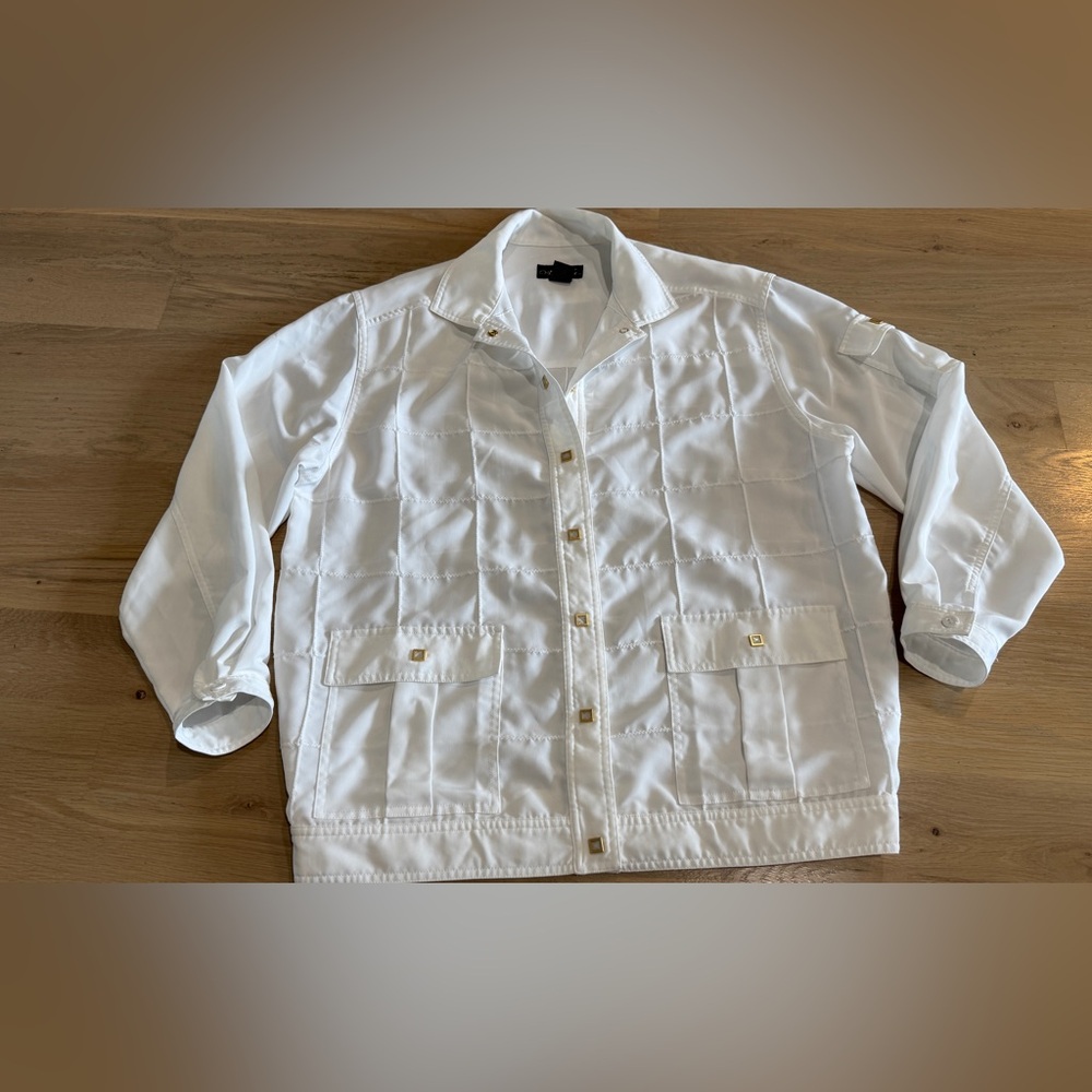 Mureli lightweight white windowpane jacket size medium
